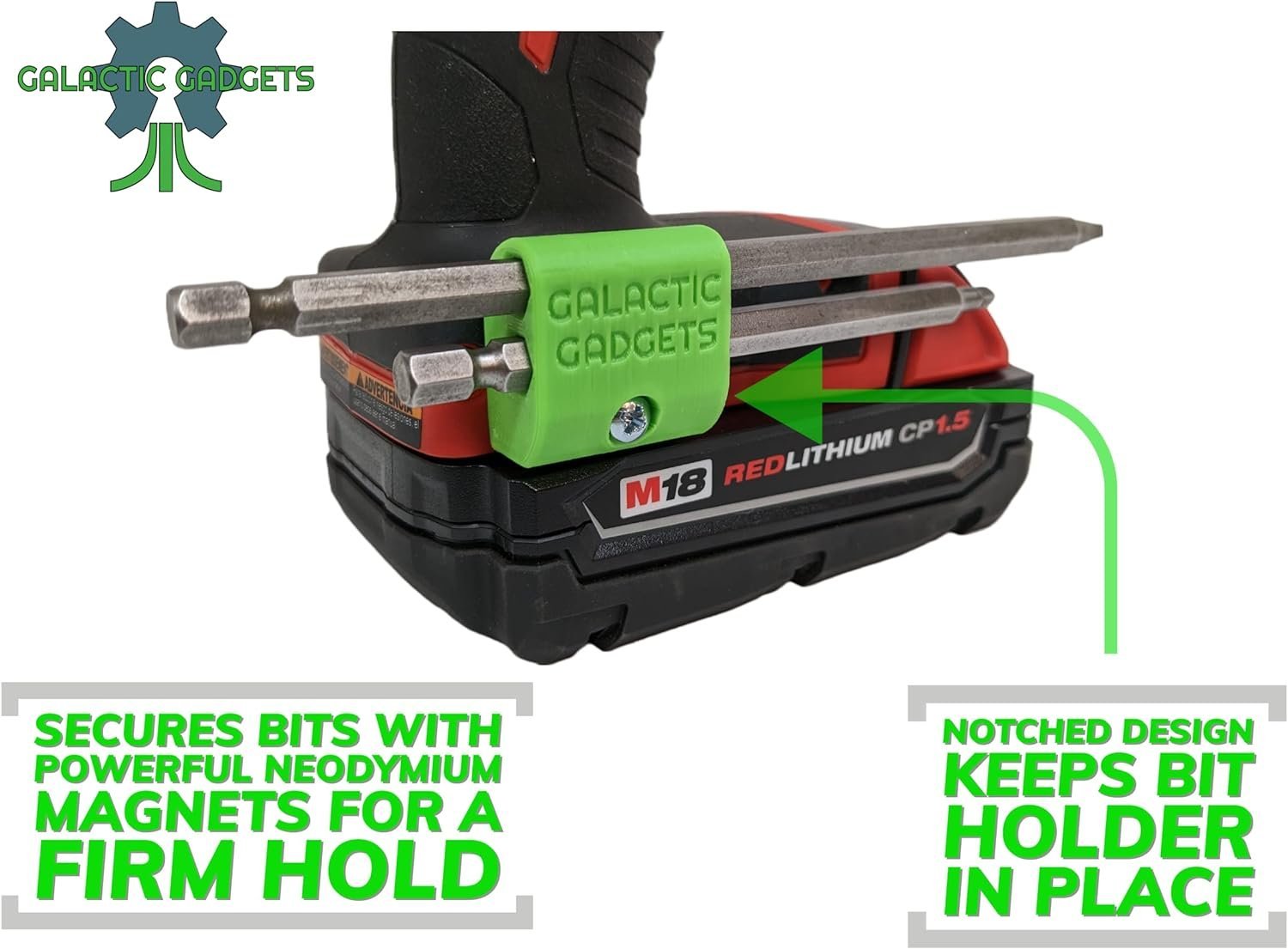 MAGNETIC Bit Holder for Milwaukee M18 Drill - Side Mounted - Strong Magnets - Low Profile Design - Galactic Gadgets (Orange) - Image 25