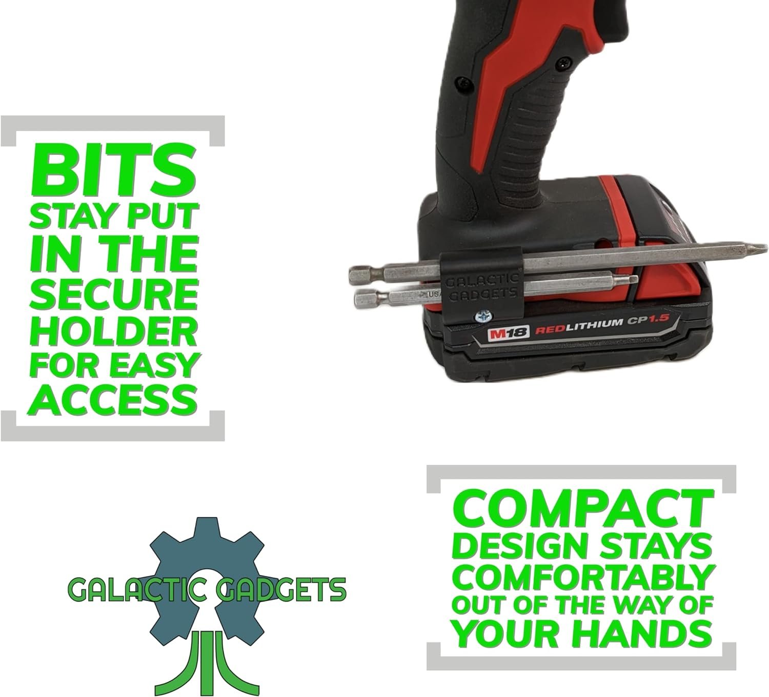 MAGNETIC Bit Holder for Milwaukee M18 Drill - Side Mounted - Strong Magnets - Low Profile Design - Galactic Gadgets (Orange) - Image 26