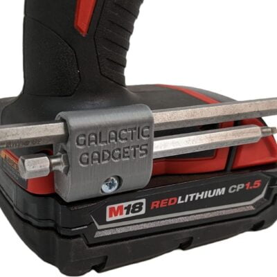 MAGNETIC Bit Holder for Milwaukee M18 Drill - Side Mounted - Strong Magnets - Low Profile Design - Galactic Gadgets (Orange)
